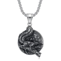 Collana da uomo con ciondolo scoiattolo vintage e catena a scatola in acciaio - Ciondolo Scoiattolo a Rilievo Rétro Solo / Pendaglio Acciaio Vintage
