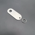 Brushed stainless steel motorcycle bell hanger mount plate with split ring in silver - Oval With Keyring / Silver Style A (PJ001)