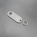 Brushed stainless steel motorcycle bell hanger mount plate with key ring in silver - Oval With Keyring / Black Style A (PJ001)