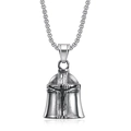 Collana vintage in acciaio inossidabile con ciondolo a campana, croce e venature - Solo Ciondolo (Senza Catena) / Argento Acciaio Vintage