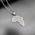 Hip hop silver plated Africa map pendant necklace with iced out crystals and box chain - Silver Color Single Pendant