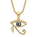 Golden Eye of Horus necklace with blue evil eye pendant on a box chain for women - Gold Pendant Only