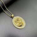 Collana hip-hop con ciondolo Sacra Famiglia placcato oro e zirconi incastonati a mano - Ciondolo Sacra Famiglia Solo (Senza Catena) (FZ019)