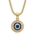Golden Evil Eye pendant necklace with sparkling crystals and a thick box chain for women - Gold Pendant Only