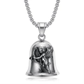 Titanium steel guardian angel bell pendant with embossed Cupid wings and box chain - Retro Steel Angel Relief Bell Pendant Only (Without Chain)
