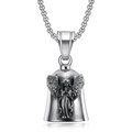 Pendente campana angelo custode vintage in acciaio inossidabile con catena veneziana - Ciondolo Solo (Senza Catena) (LD052)