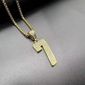 Hip Hop Goldkette aus Edelstahl mit eisgekühltem Nummer 7 Anhänger und Box-Kette Design - Goldener Anhänger Allein (Ohne Kette)
