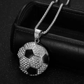 Pendentif ballon de foot argenté avec strass brillants sur une chaîne gourmette - Grand Pendentif Football Argenté Seul (Sans Chaîne)