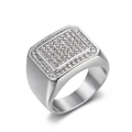 Anello da uomo stile hip hop in argento con pavé di diamanti zirconi cubici - US 7 / Color Acciaio