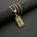 Collier avec pendentif Vierge Marie en acier titane doré et sa chaîne torsadée élégante - Pendentif Seul Doré Effet Noir