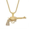 Vereiste Goldrevolver-Halskette mit funkelnden Zirkonen an einer Box-Kette - Anhänger Ohne Kette Gold