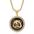 Iced out panda pendant necklace with gold plating and sparkling rhinestones on box chain - Gold Pendant Only / Gold