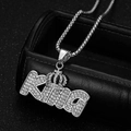 Hiphop silver KING crown pendant necklace with sparkling pavé cubic zirconia diamonds - Silver Color Single Pendant