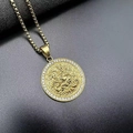 Collana con ciondolo San Giorgio placcata oro con cristalli in stile hip hop retrò - Solo ciondolo dorato