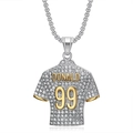 Collana hip hop con ciondolo maglia argentata, incisione DONALD 99 e strass lucidi - Solo ciondolo / Due colori