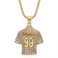 Collana con pendente maglia NFL Donald 99 placcata oro hip hop con strass brillanti - Solo ciondolo / Oro