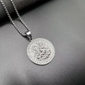 Collana con pendente San Giorgio in argento con zirconi e catena a scatola - Ciondolo Singolo Color Argento