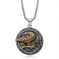 Pendaglio vichingo Odin con rilievo di aquila dorata e collana in acciaio inossidabile - Solo ciondolo / Stile Aquila Bicolore (DW053)