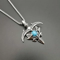 Vintage punk titanium steel necklace with turquoise eagle pendant on box chain - Silver Pendant Only (Without Chain)