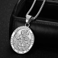 Retro Saint Christopher ketting met een ronde religieuze roestvrijstalen hanger - Staal Kleur Hanger Zonder Ketting