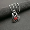 Punk vintage titanium steel necklace with red devil eye pendant on a box chain - Red Eye Pendant Only (Without Chain)