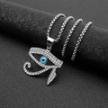 Pendaglio occhio di Horus hip-hop in acciaio argento con strass e perla malocchio - Solo Ciondolo (Senza Catena) / Acciaio - Ciondolo Grande Solo (Senza Catena)