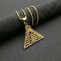 Collana hip hop con ciondolo a piramide placcato oro, simbolo Ankh e cristalli - Solo Pendente d'Oro (Senza Catena)