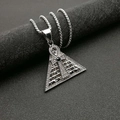 Ciondolo piramidale d'argento con simbolo Ankh e strass su una catena a sfere in acciaio - Solo Pendente Argento