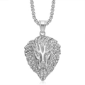 Hip hop silver lion head pendant necklace with iced out cubic zirconia pavé setting - Steel Color Lion Head Pendant Only (Without Chain)