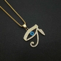 Collana Occhio di Horus placcata oro con zirconi bianchi su sfondo nero - Solo Ciondolo (Senza Catena) / Oro - Ciondolo Grande Solo (Senza Catena)