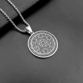 Zilveren roestvrijstalen hexagram medaillon ketting met mystieke Salomo zegel gravure - Alleen Hanger (Zonder Ketting) / Zilver