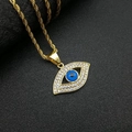 Goud vergulde evil eye hanger ketting met blauw kristal en gedraaide touw ketting - Alleen gouden hanger