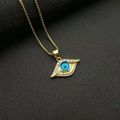 Collana hip-hop dorata in acciaio inossidabile con ciondolo occhio blu e diamanti - Solo ciondolo dorato