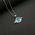 Collana con ciondolo malocchio in acciaio argento con cristalli blu e strass bianchi - Ciondolo Singolo Color Argento