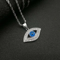 Hip hop zilveren boze oog hanger ketting met fonkelende kristallen op een donkere achtergrond - Alleen zilveren hanger