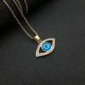 Dettaglio del ciondolo malocchio placcato oro con zirconi e occhio blu centrale - Occhio Blu Grande Oro (Ciondolo Solo (Senza Catena))