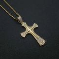 Collier hip hop en acier titane doré avec pendentif croix étincelant serti de strass brillants - Pendentif doré uniquement
