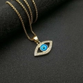 Collana con ciondolo occhio turco in acciaio al titanio dorato con cristalli blu brillanti - Occhio Blu Piccolo Oro (Ciondolo Solo (Senza Catena))