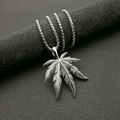 Streetwear silver stainless steel maple leaf pendant necklace with sleek box chain - Silver Pendant Only