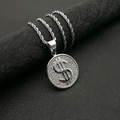 Hip hop halsketting met zilveren dollarteken hanger ingelegd met kristallen en touwketting - Zilveren Hanger Zonder Ketting (DZ518)