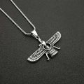 Vintage Faravahar hanger ketting van roestvrij staal met een klassieke box ketting - Alleen zilveren hanger