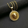 Hip hop leeuwenkop hanger van verguld roestvrij staal met witte kristallen ingelegd - Goud Hanger Zonder Ketting (Rode Ogen)