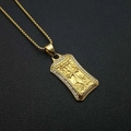 Gold rectangular cross pendant necklace with sparkling diamonds on a black textured surface - Pendant Only (Without Chain) / Gold