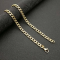 Polished gold plated Cuban link chain necklace with lobster clasp for men on black background - Gold 7mm*61cm Chain