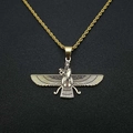 Collana con ciondolo Faravahar dorata in acciaio inossidabile con catena a fune classica - Solo ciondolo dorato