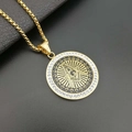 Gold-plated 316 stainless steel Freemason AG pendant necklace with white rhinestones - Gold Pendant Only