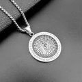Silver stainless steel Masonic G pendant necklace with square and compass relief - Silver Pendant Only