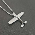Collana con ciondolo aereo lucido argento e catena box in acciaio inossidabile unisex - Solo ciondolo d'argento