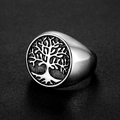 Men's hip-hop gold plated tree of life signet ring in stainless steel with vintage finish - US 7 / Silver