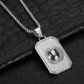 Silver stainless steel box chain necklace with a rectangular baseball pendant - Silver Baseball Pendant Only (Without Chain)